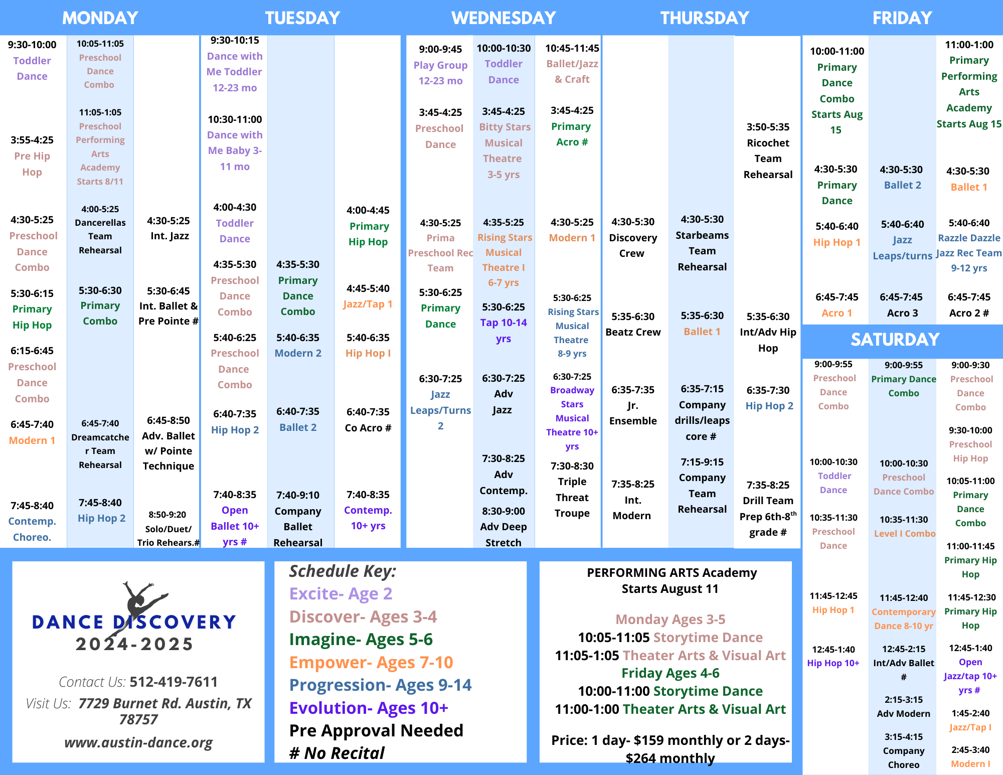 dance discovery schedule
