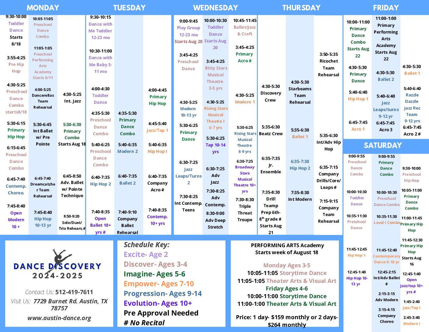 dance discovery schedule