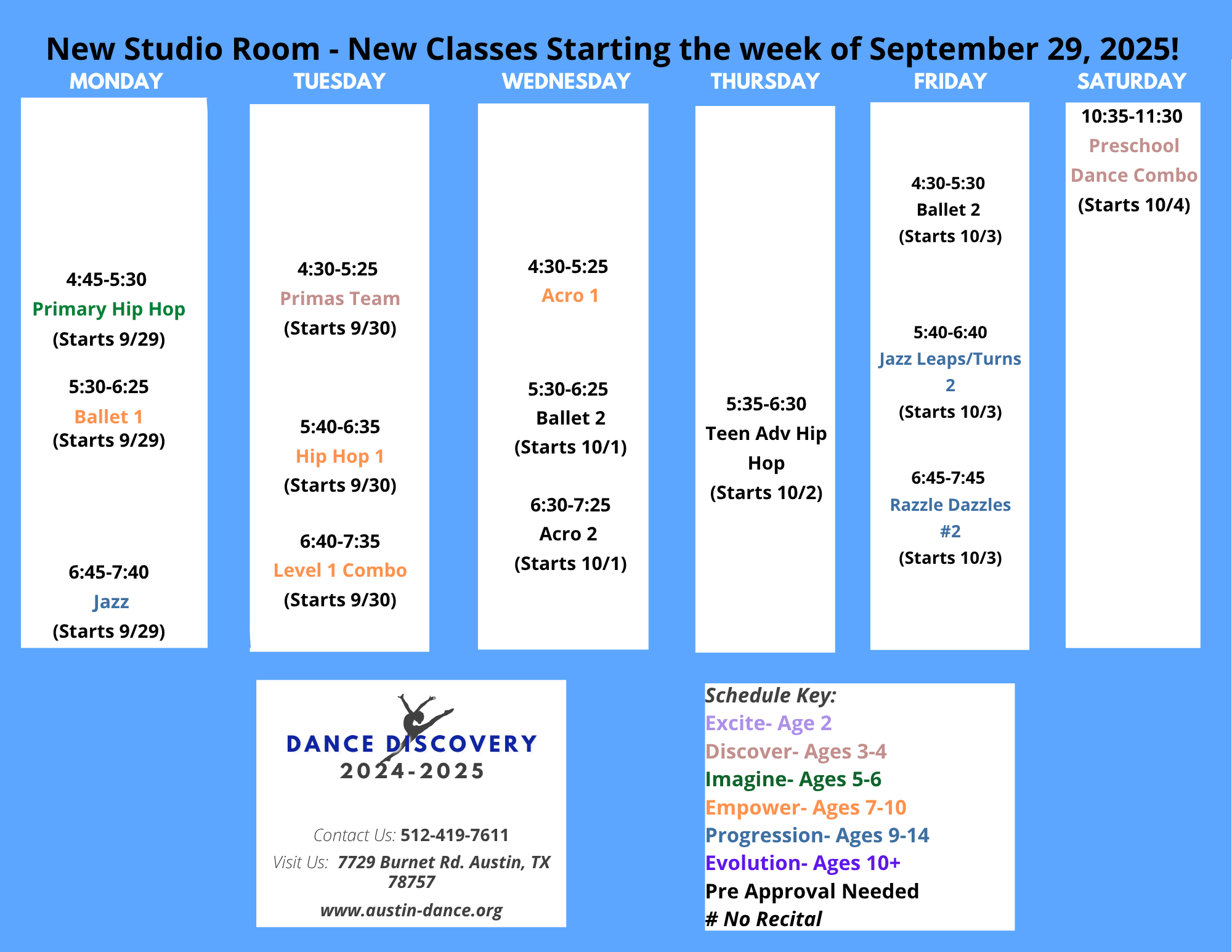 dance discovery schedule