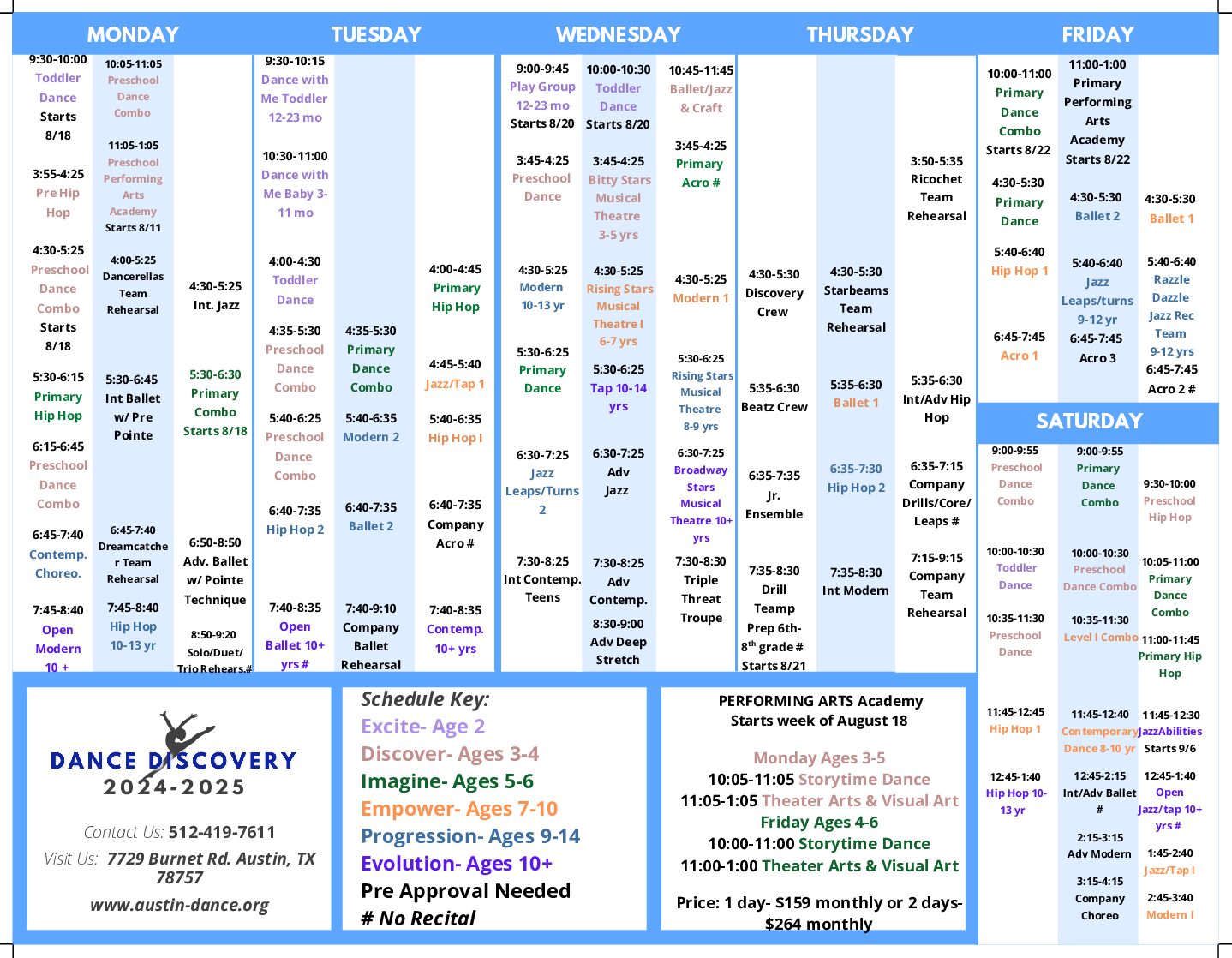 dance discovery schedule