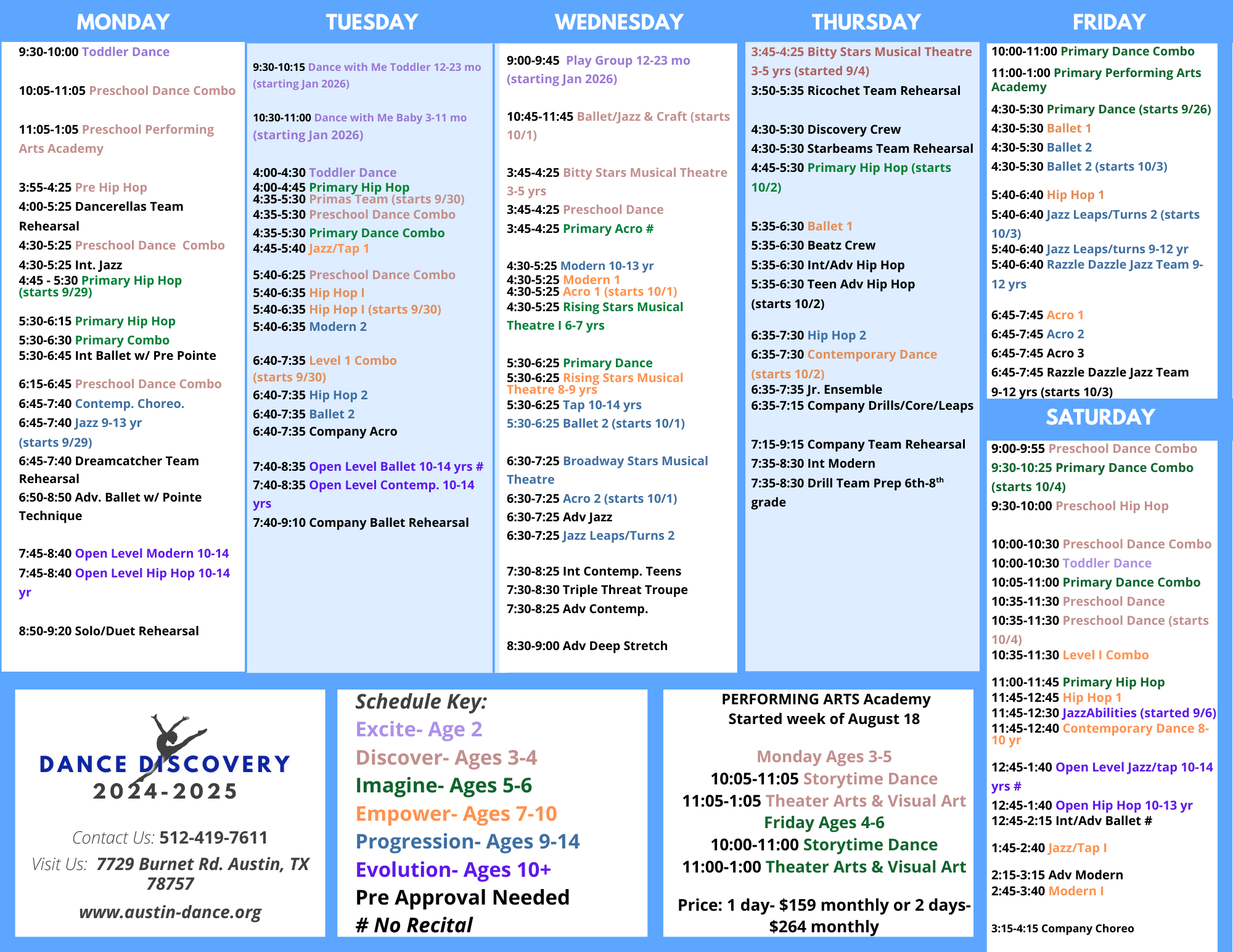 dance discovery schedule