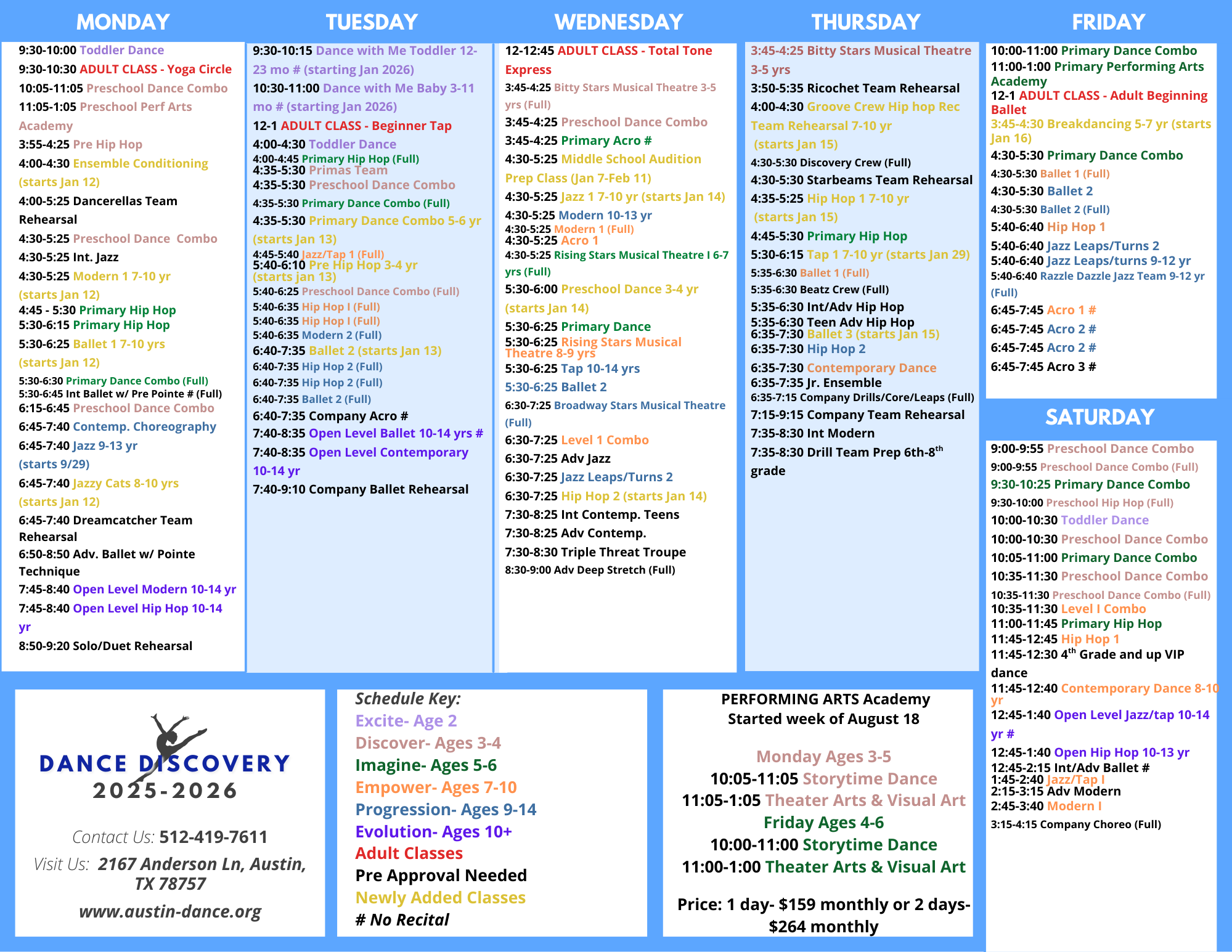 dance discovery schedule