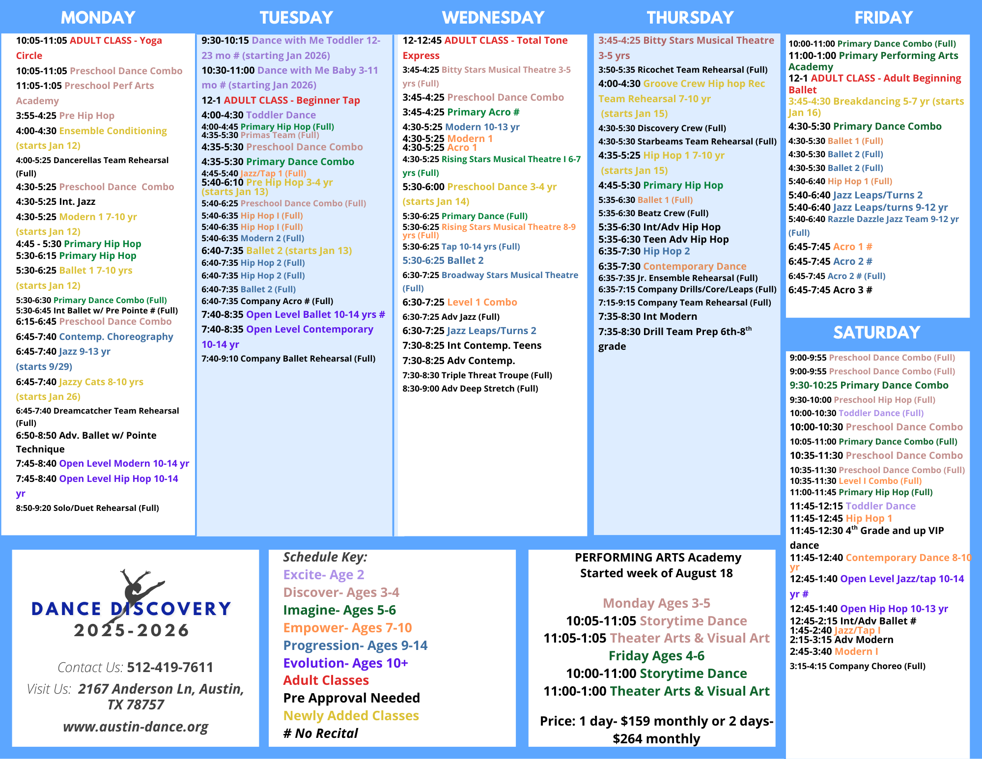 dance discovery schedule