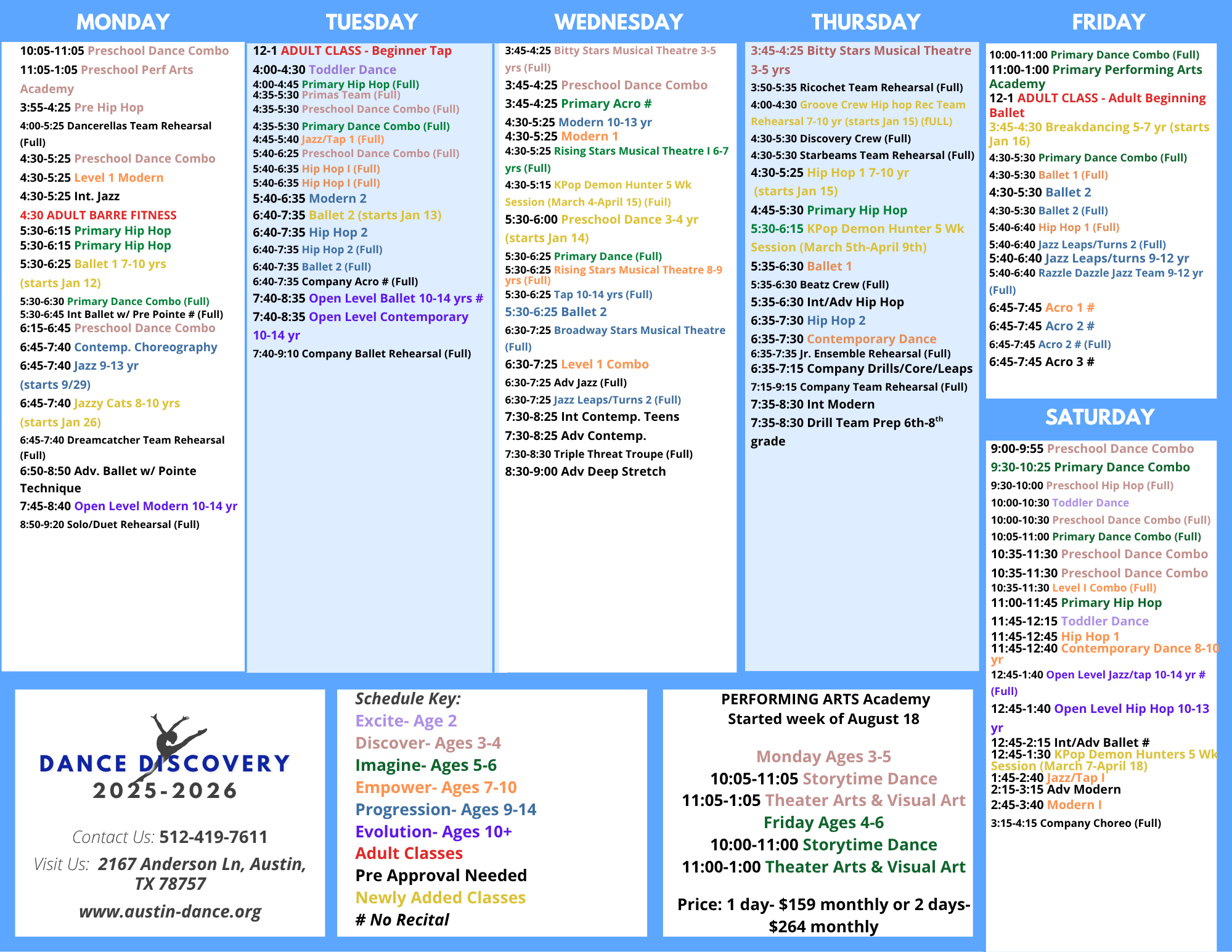 dance discovery schedule