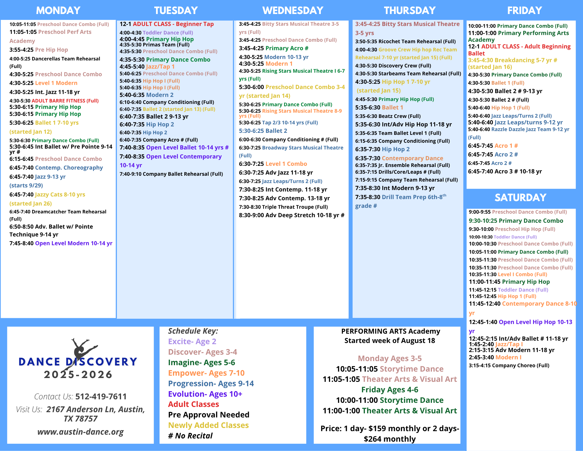 dance discovery schedule