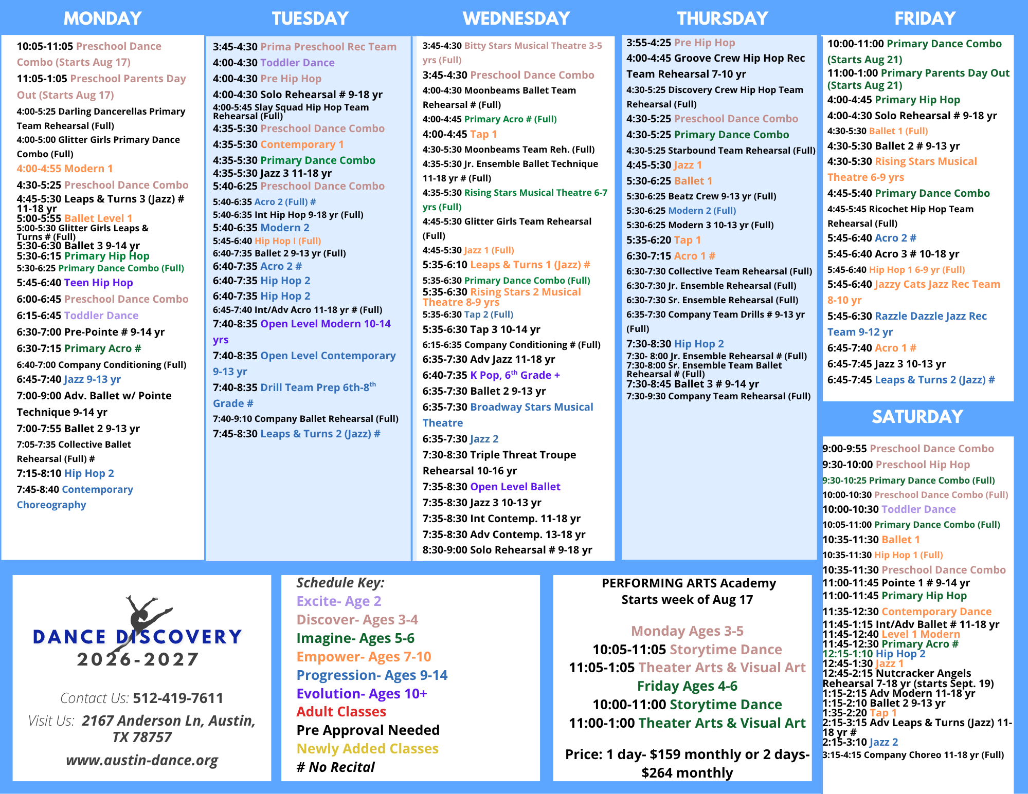dance discovery schedule