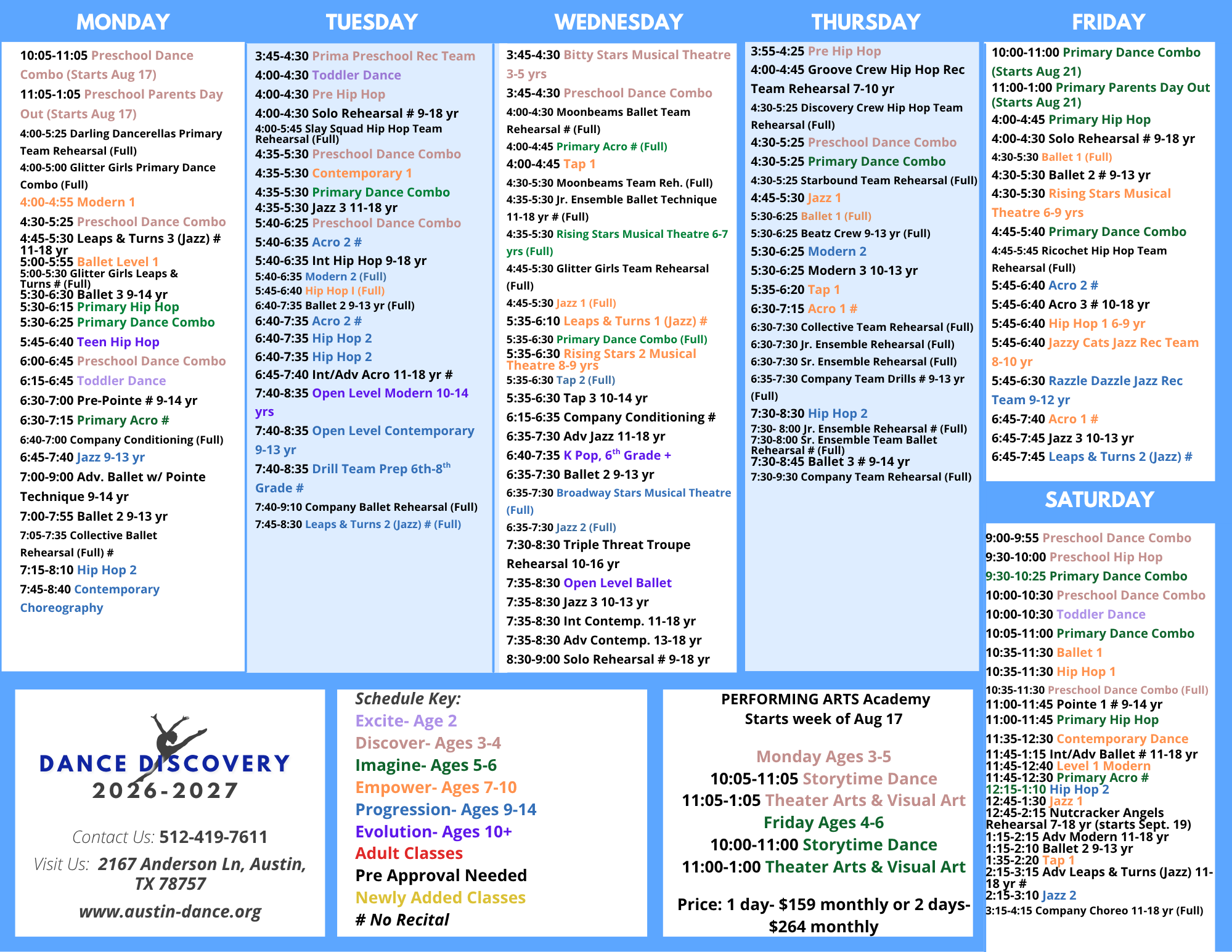 dance discovery schedule