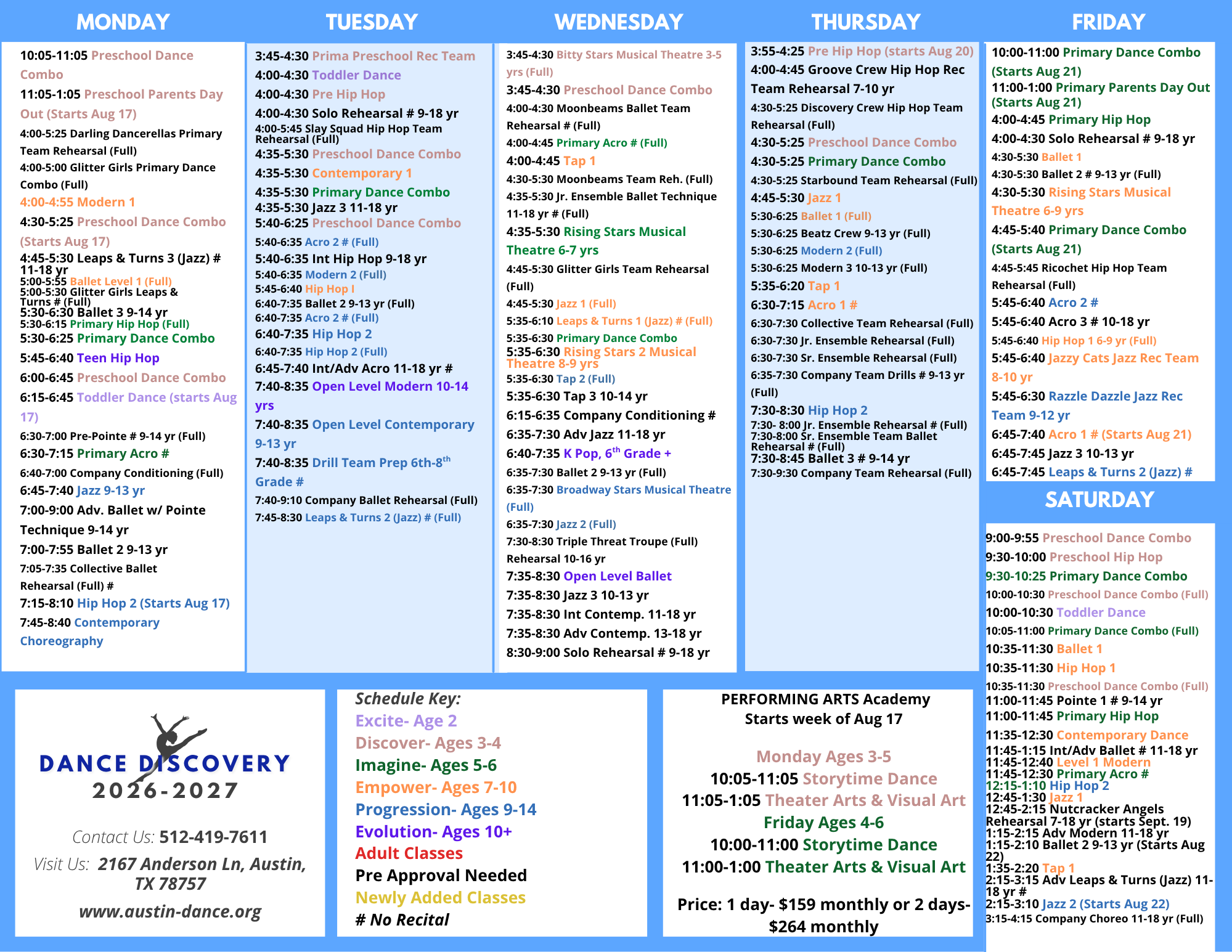 dance discovery schedule