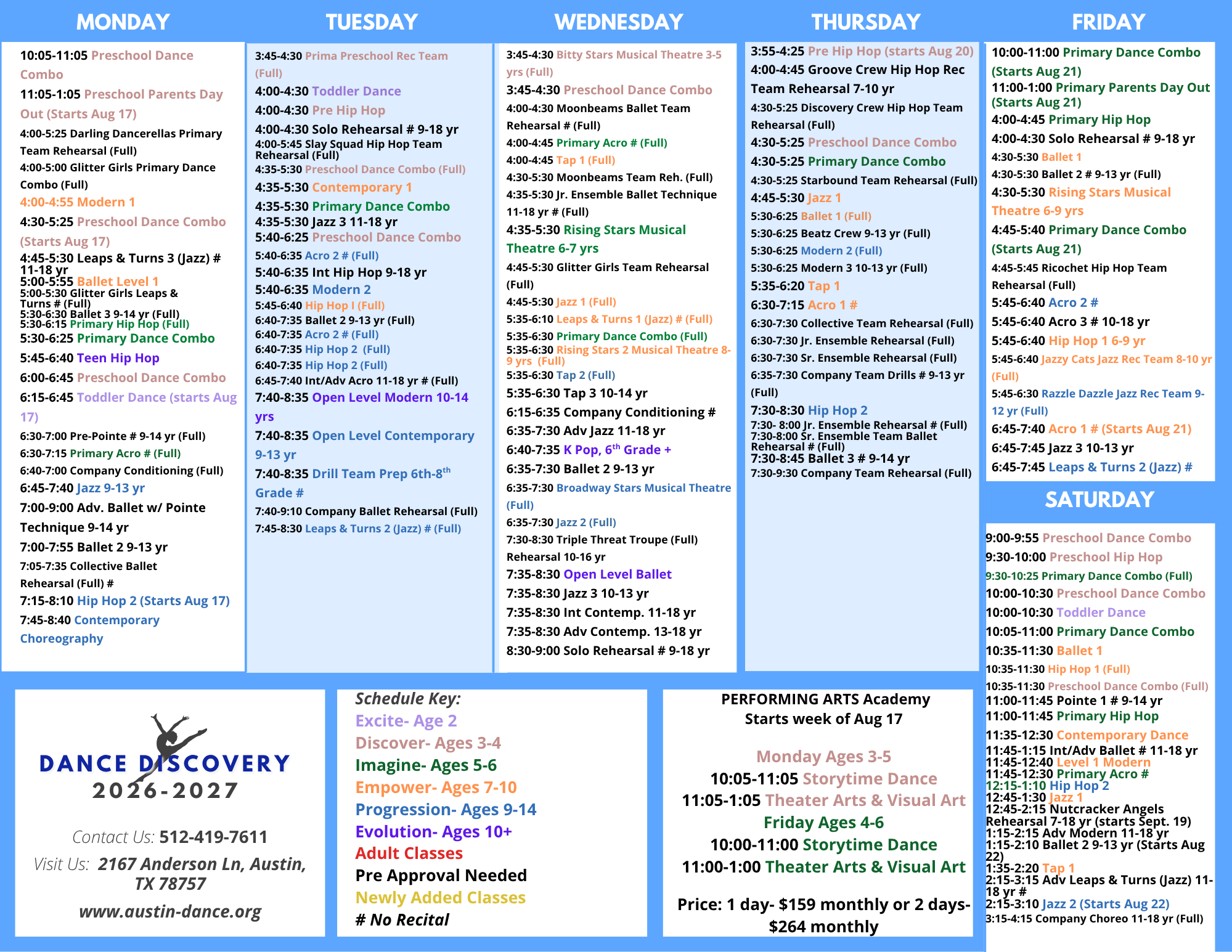 dance discovery schedule