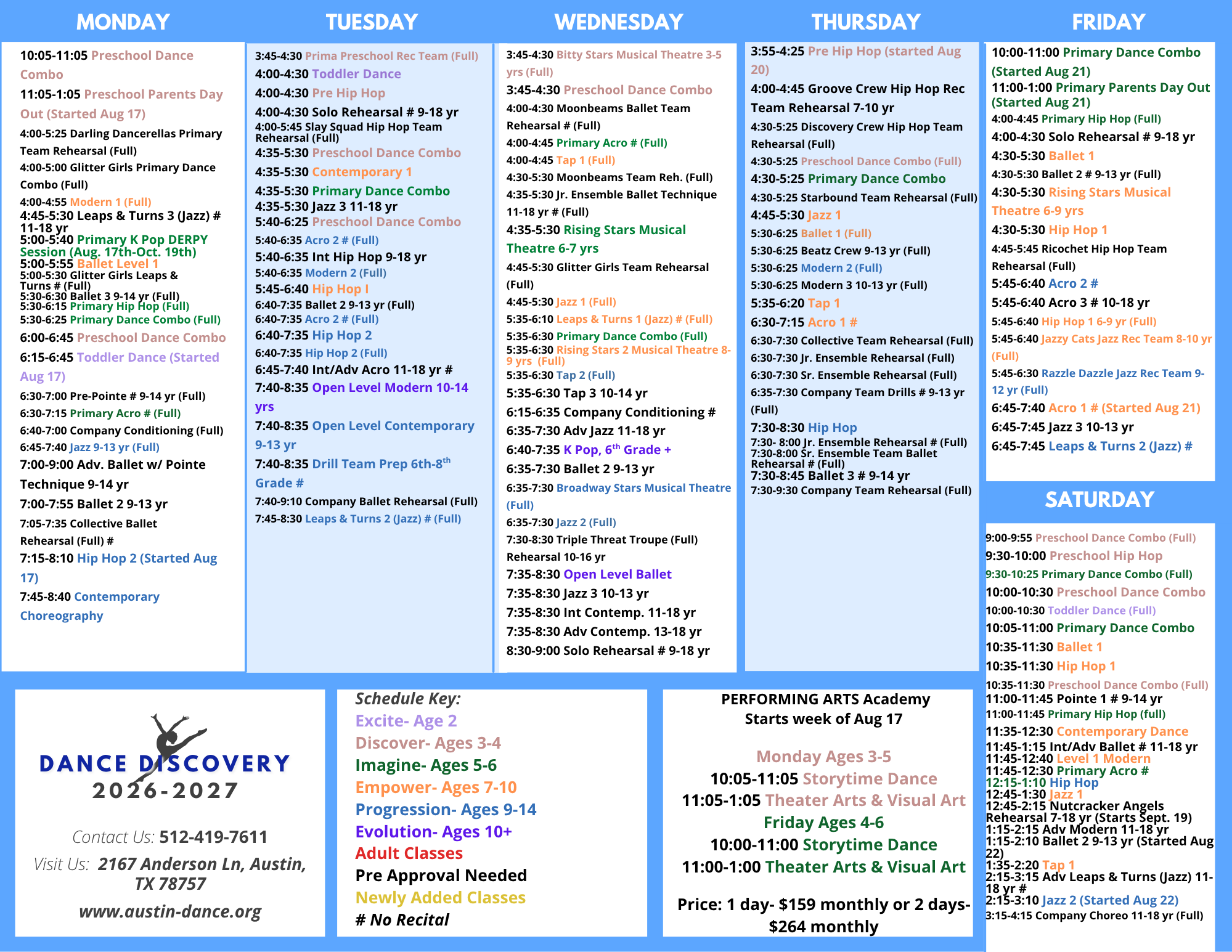 dance discovery schedule