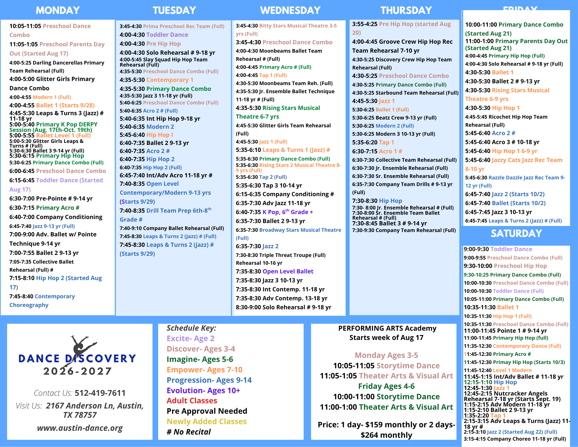 dance discovery schedule