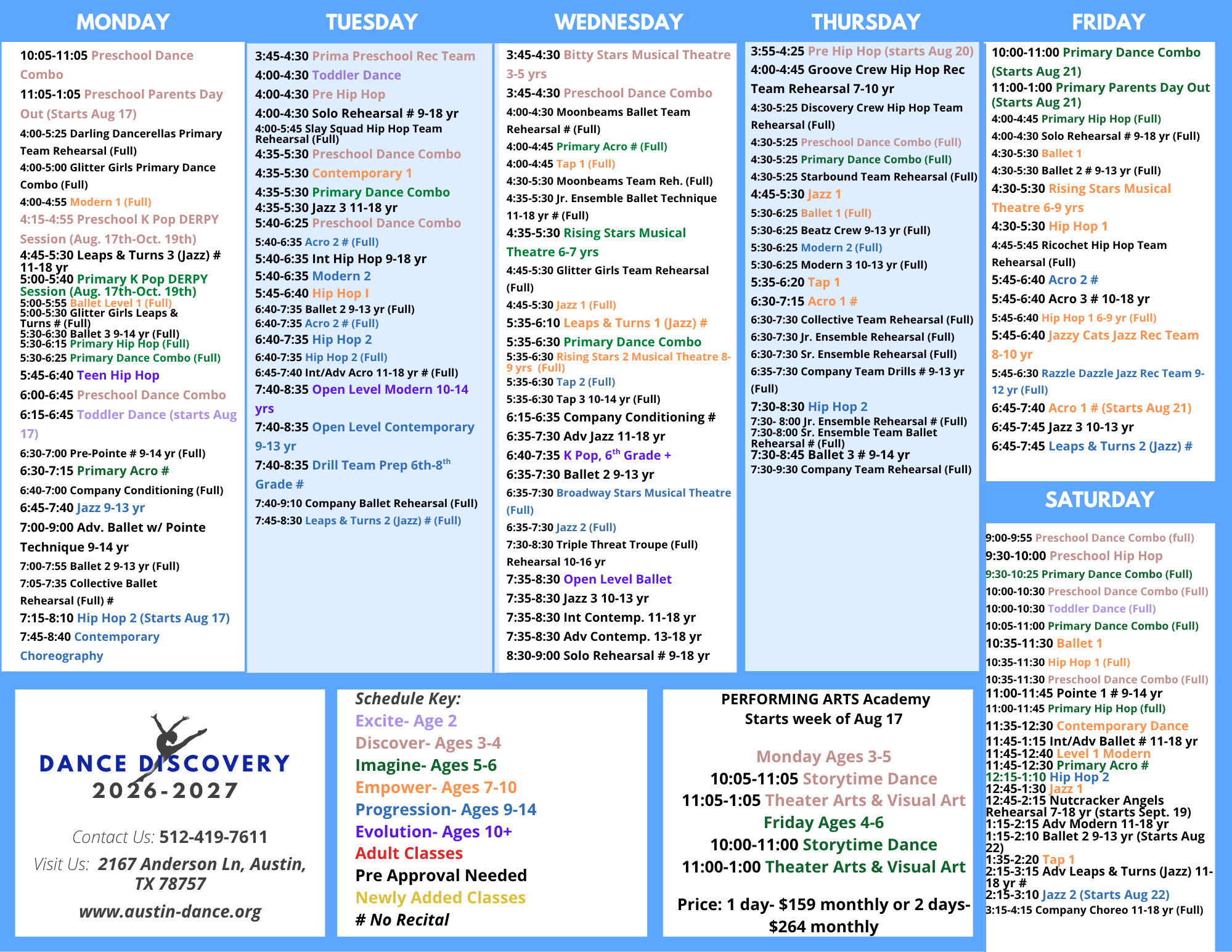 dance discovery schedule